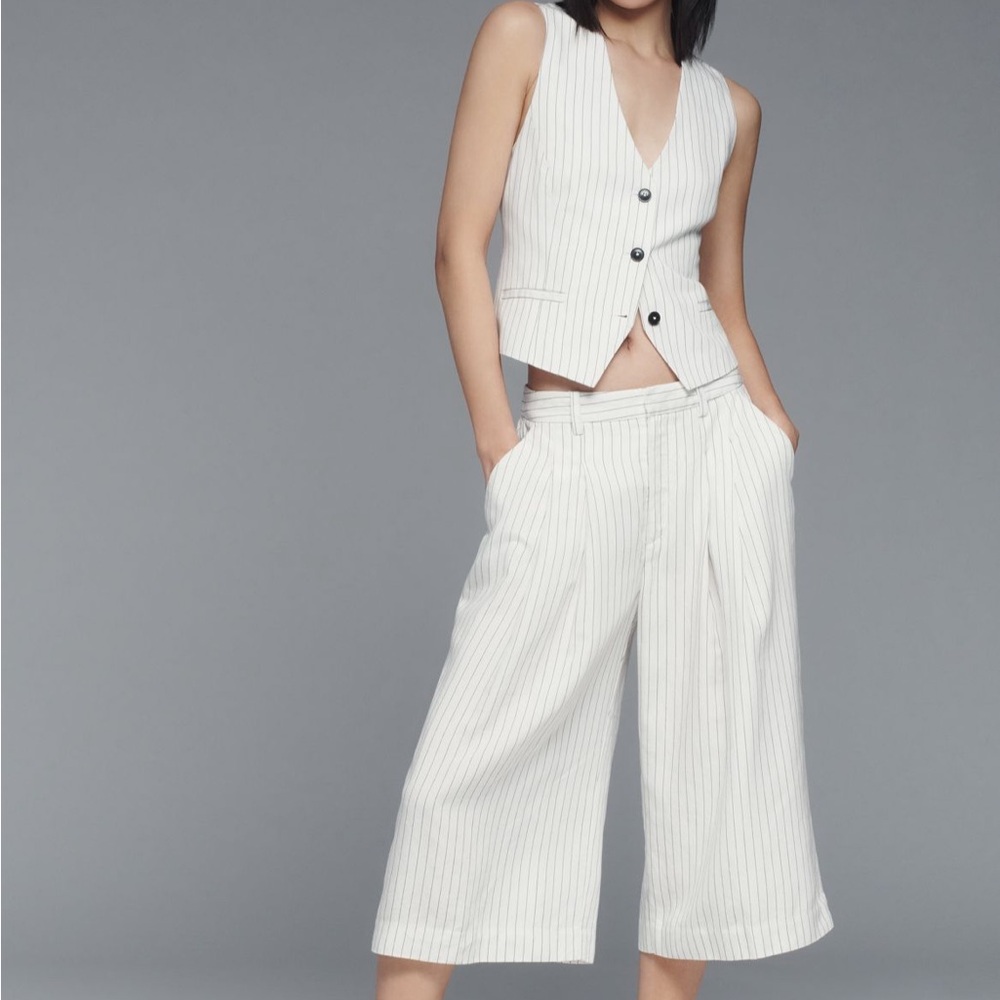 MATCHING SET: Anthropologie The Avery Linen Pleated Wide-Leg Trousers